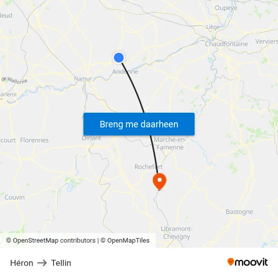 Héron to Tellin map