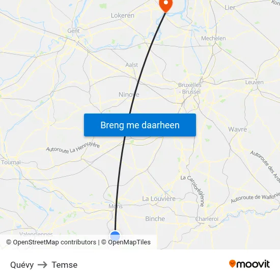 Quévy to Temse map