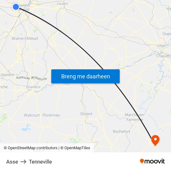 Asse to Tenneville map