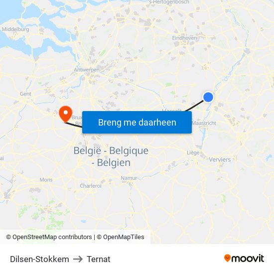 Dilsen-Stokkem to Ternat map