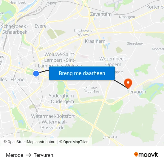 Merode to Tervuren map