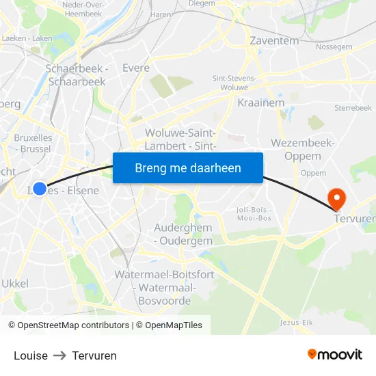 Louise to Tervuren map
