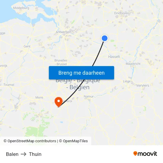 Balen to Thuin map