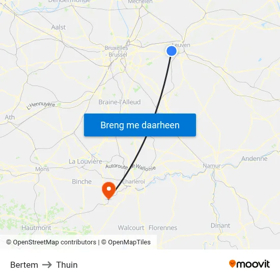 Bertem to Thuin map