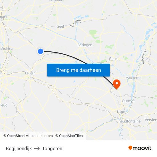 Begijnendijk to Tongeren map