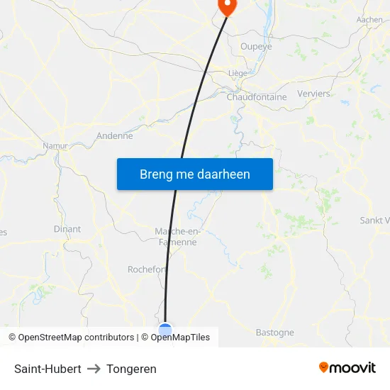 Saint-Hubert to Tongeren map