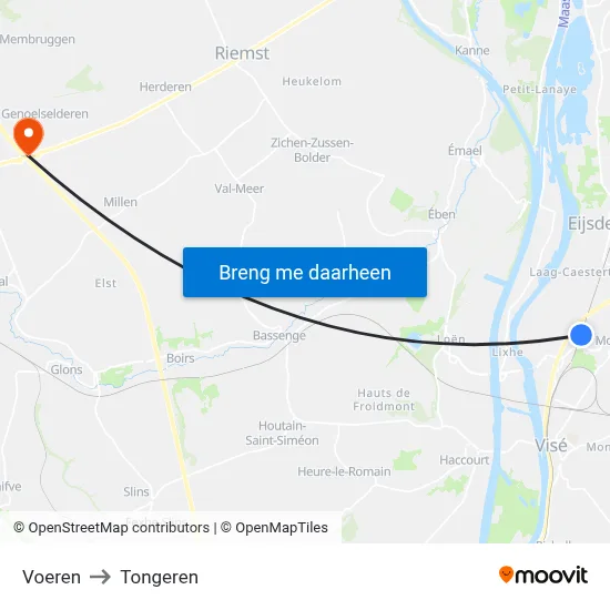 Voeren to Tongeren map