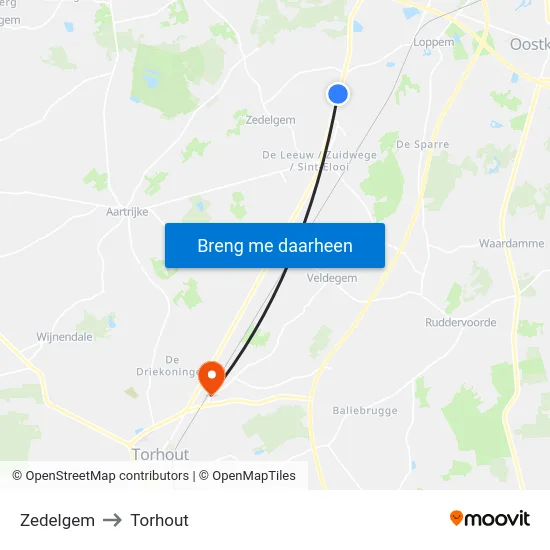 Zedelgem to Torhout map