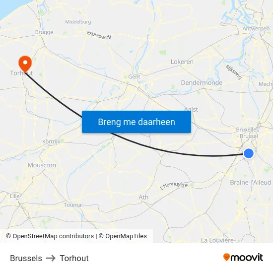 Brussels to Torhout map