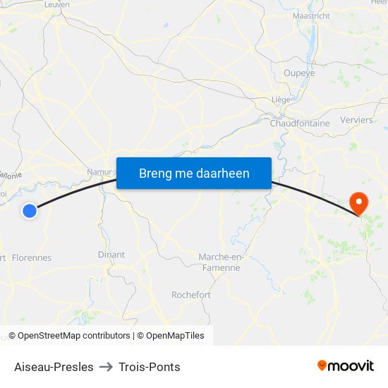 Aiseau-Presles to Trois-Ponts map