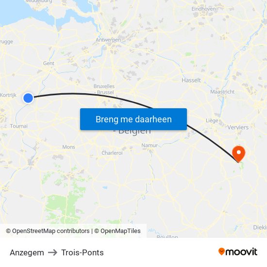 Anzegem to Trois-Ponts map