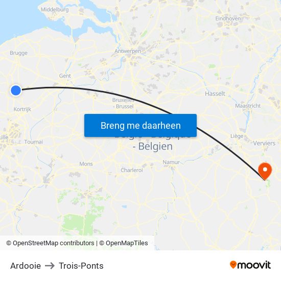 Ardooie to Trois-Ponts map