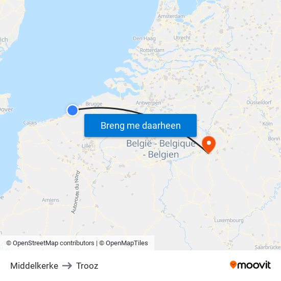 Middelkerke to Trooz map