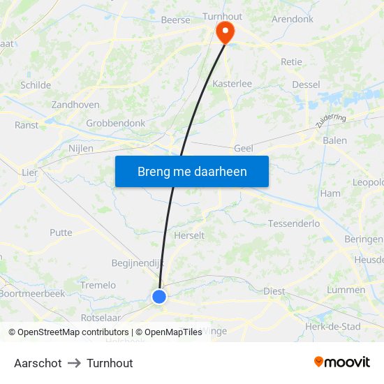 Aarschot to Turnhout map