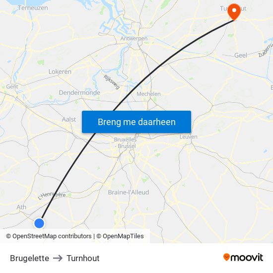 Brugelette to Turnhout map