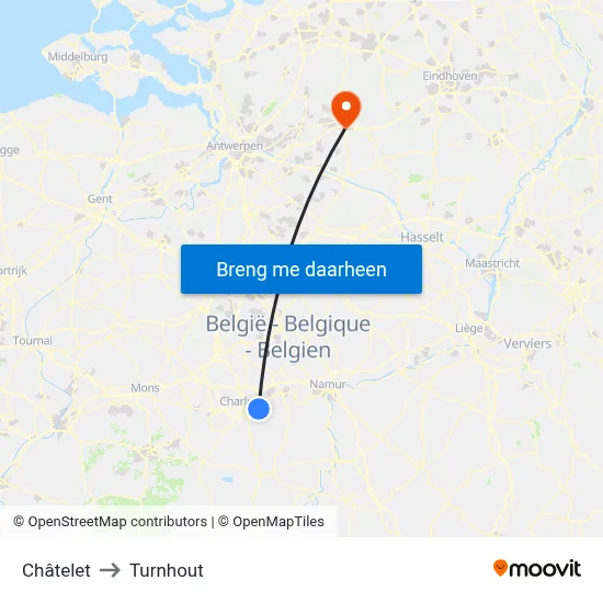 Châtelet to Turnhout map