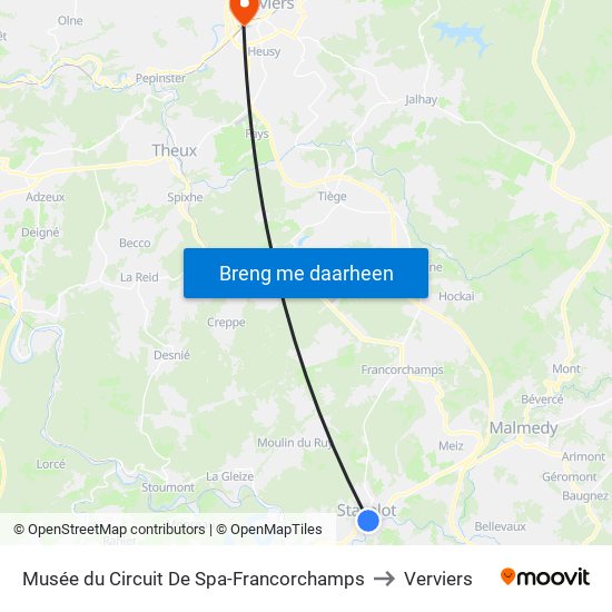 Musée du Circuit De Spa-Francorchamps to Verviers map