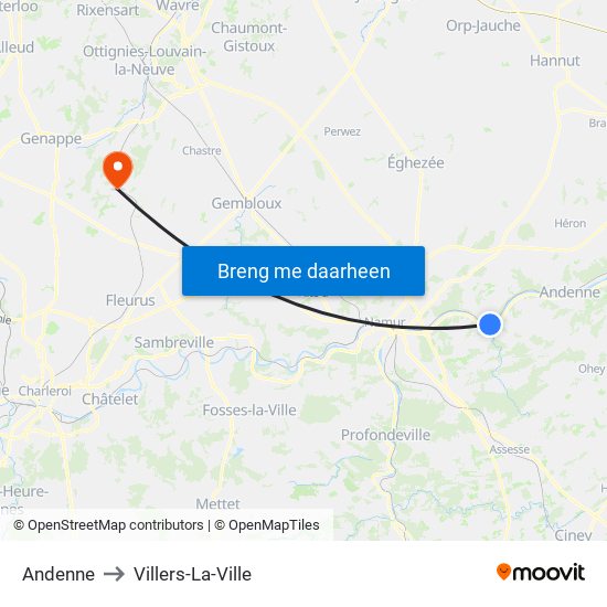 Andenne to Villers-La-Ville map