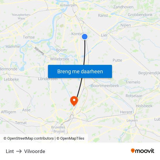 Lint to Vilvoorde map