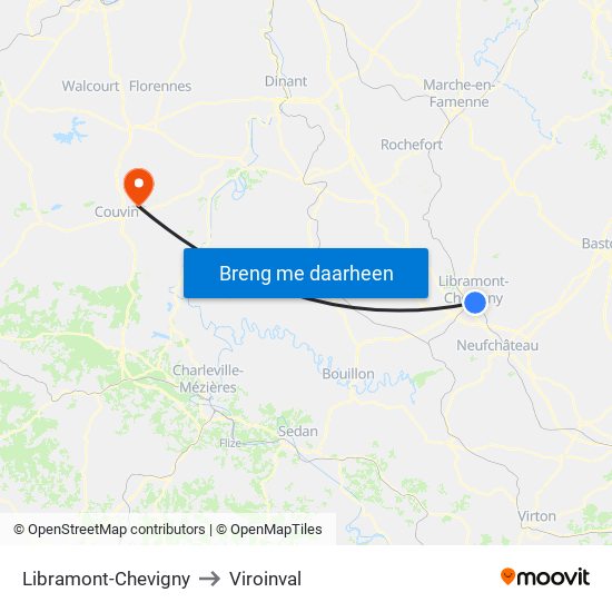 Libramont-Chevigny to Viroinval map