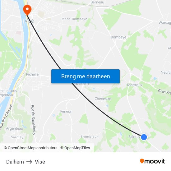 Dalhem to Visé map