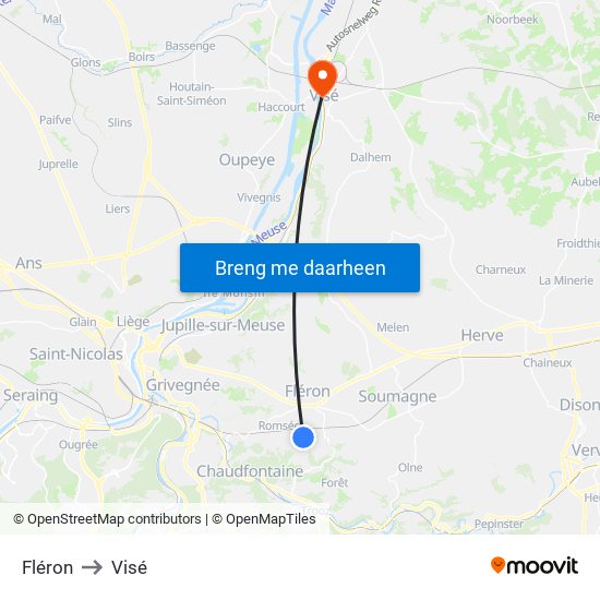 Fléron to Visé map