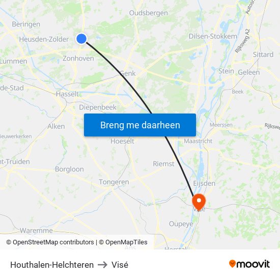 Houthalen-Helchteren to Visé map