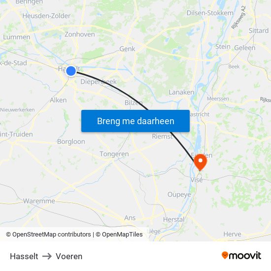 Hasselt to Voeren map