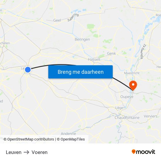 Leuven to Voeren map