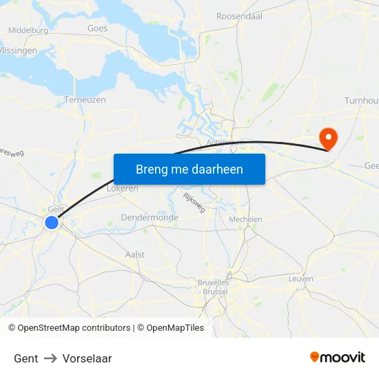 Gent to Vorselaar map