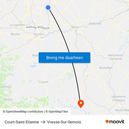 Court-Saint-Etienne to Vresse-Sur-Semois map