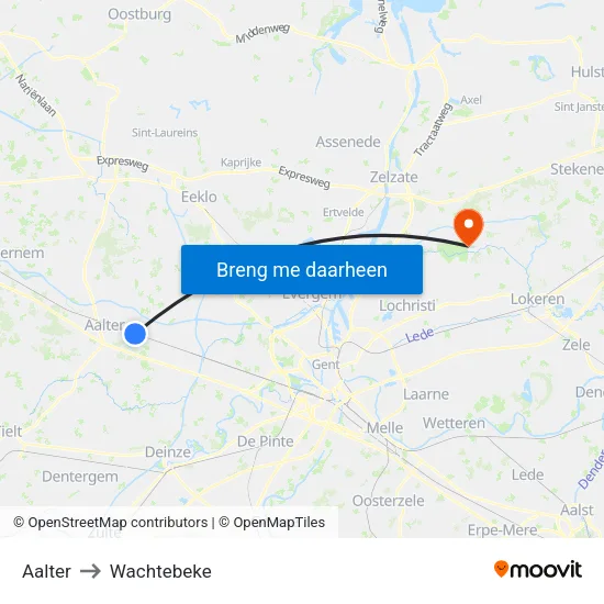 Aalter to Wachtebeke map