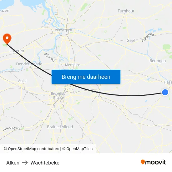 Alken to Wachtebeke map