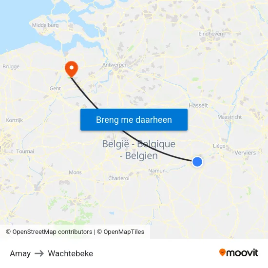 Amay to Wachtebeke map