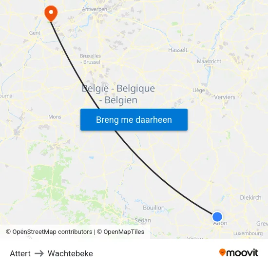 Attert to Wachtebeke map