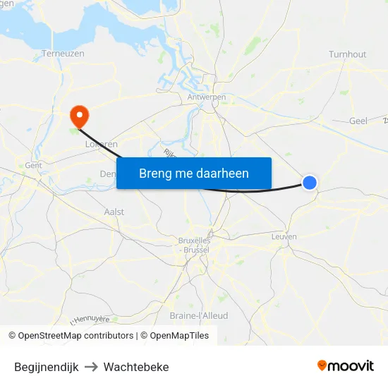 Begijnendijk to Wachtebeke map