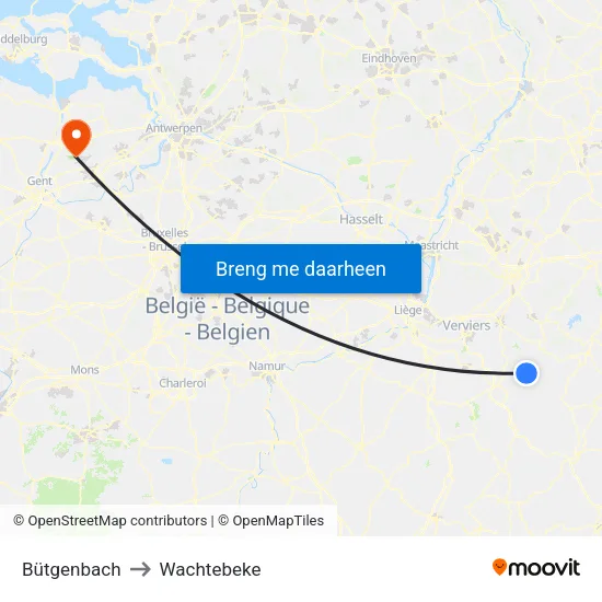 Bütgenbach to Wachtebeke map