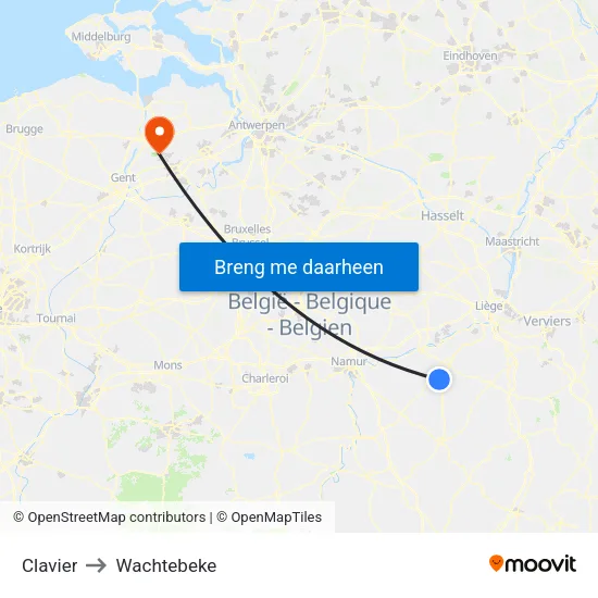 Clavier to Wachtebeke map