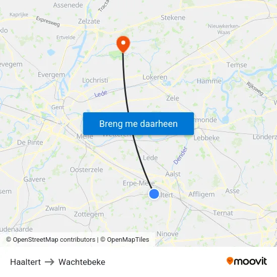 Haaltert to Wachtebeke map