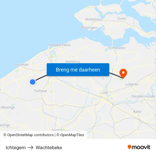 Ichtegem to Wachtebeke map