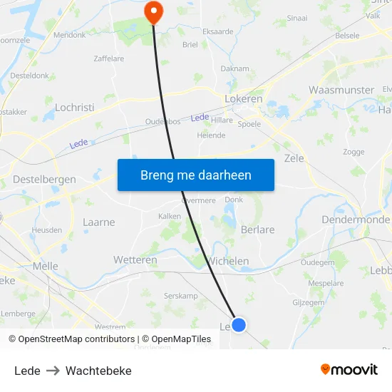 Lede to Wachtebeke map