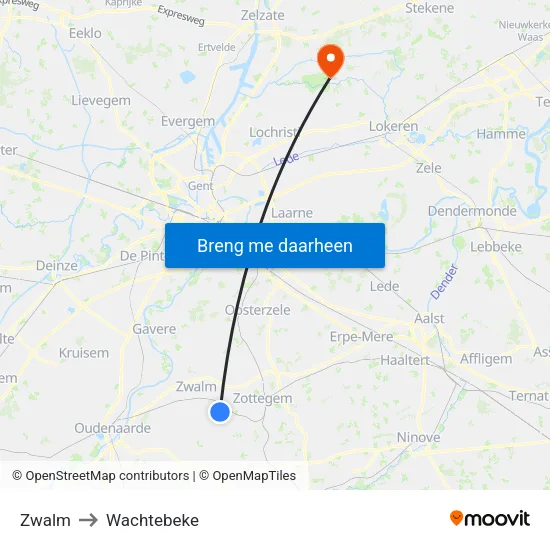 Zwalm to Wachtebeke map