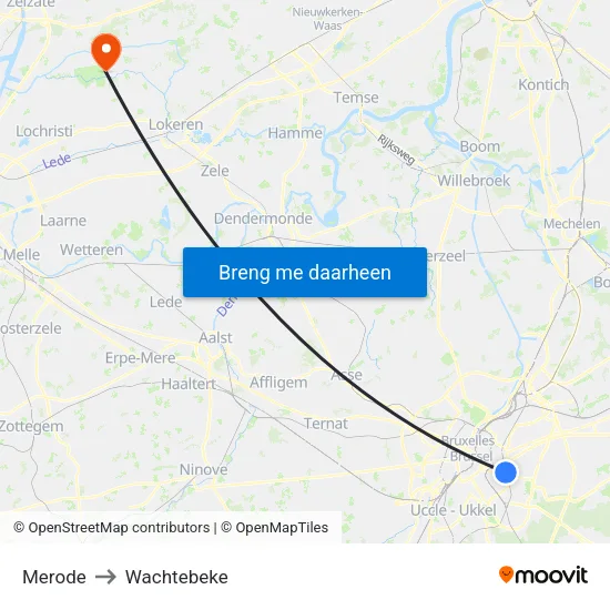 Merode to Wachtebeke map