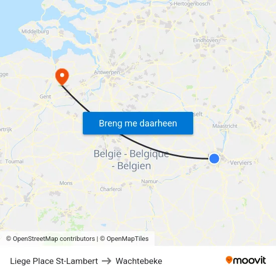 Liege Place St-Lambert to Wachtebeke map