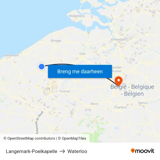 Langemark-Poelkapelle to Waterloo map