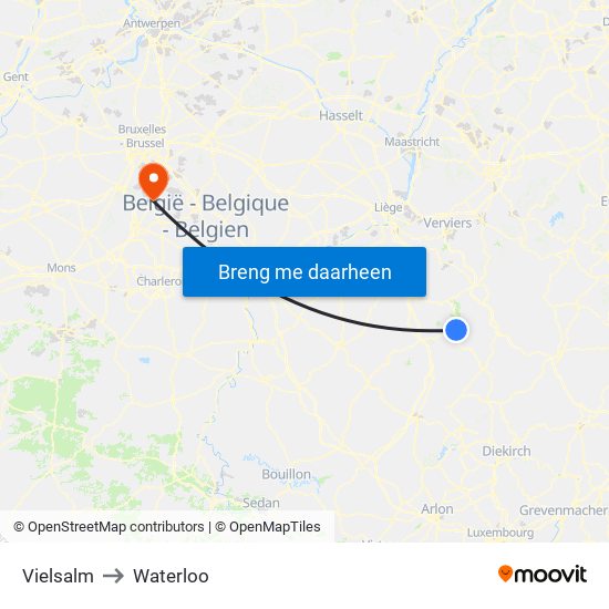Vielsalm to Waterloo map