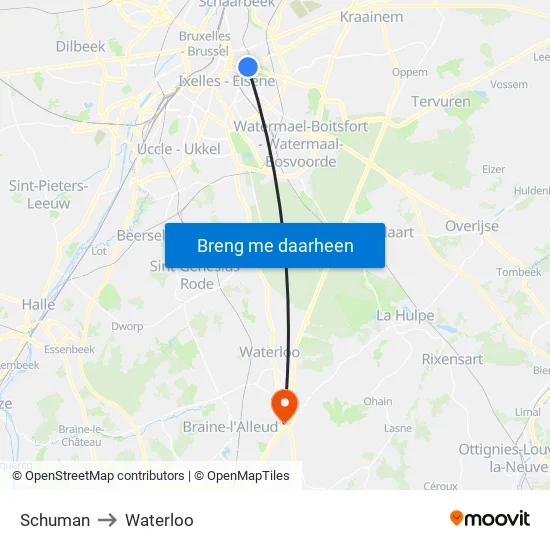 Schuman to Waterloo map