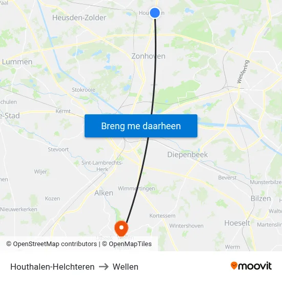 Houthalen-Helchteren to Wellen map