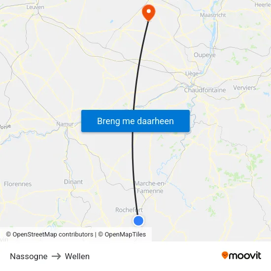 Nassogne to Wellen map