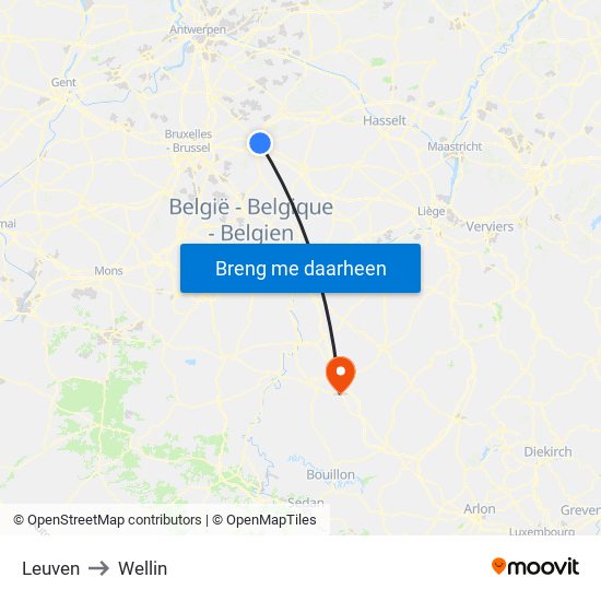 Leuven to Wellin map